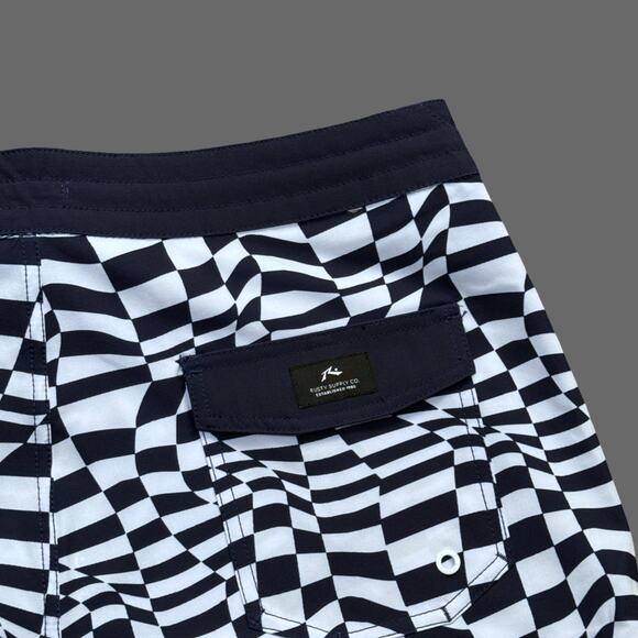 Rusty USA Warped Check Boardshorts Navy Size 32 NWT $65 MSRP - Picture 8 of 9